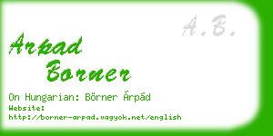 arpad borner business card